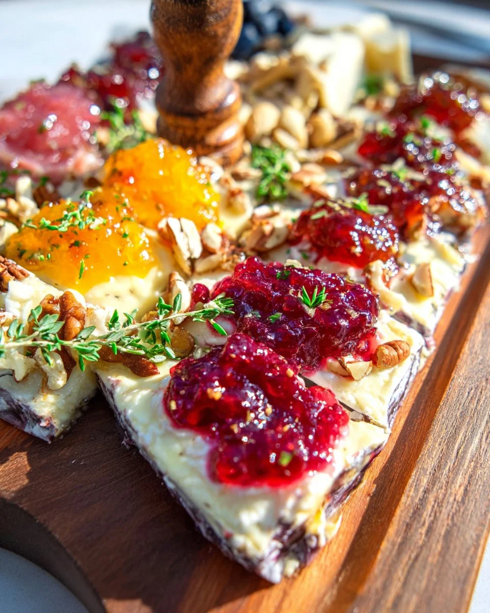 Beautifully arranged Holiday Butter Board with seasonal toppings and decor