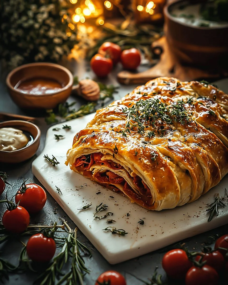 Homemade Stromboli fresh out of the oven, filled with cheese and pepperoni.