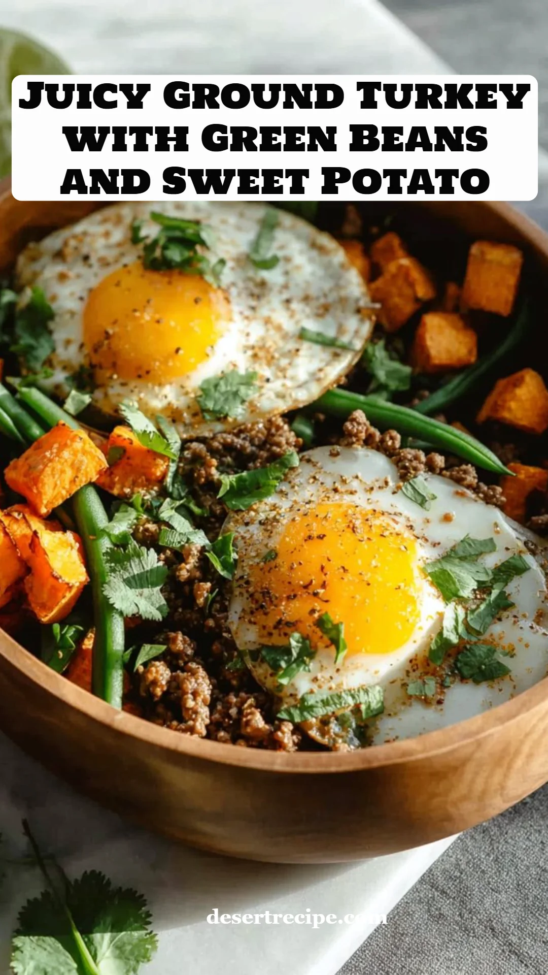 Juicy Ground Turkey with Green Beans and Sweet Potato