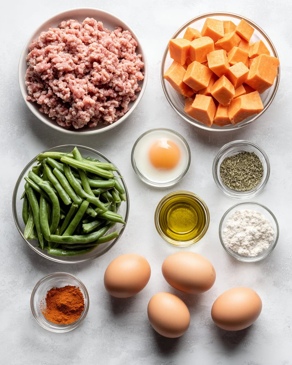 Juicy Ground Turkey with Green Beans and Sweet Potato