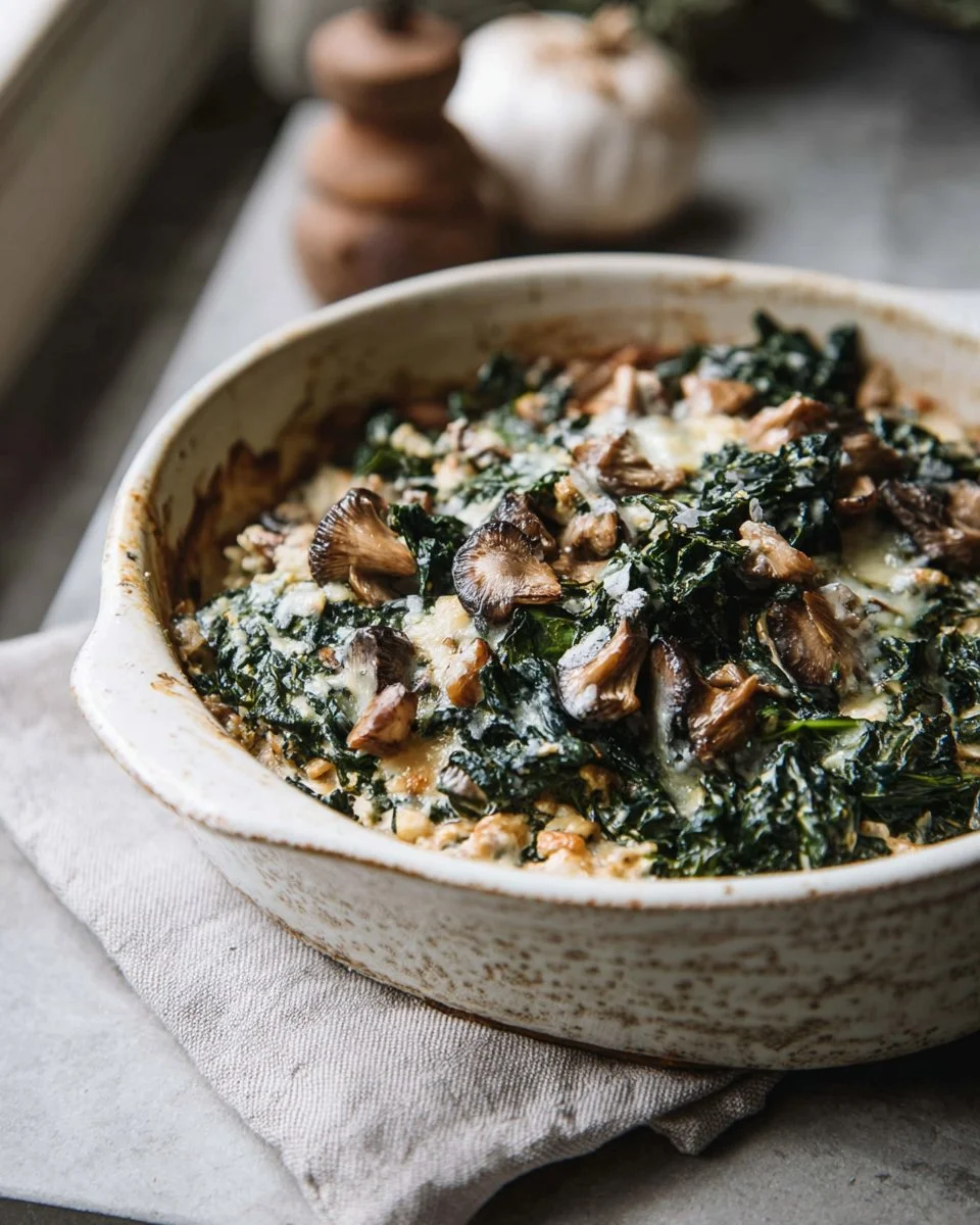 Kale and Mushroom Gratin