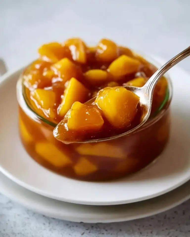 Homemade mango chutney served in a bowl with spices