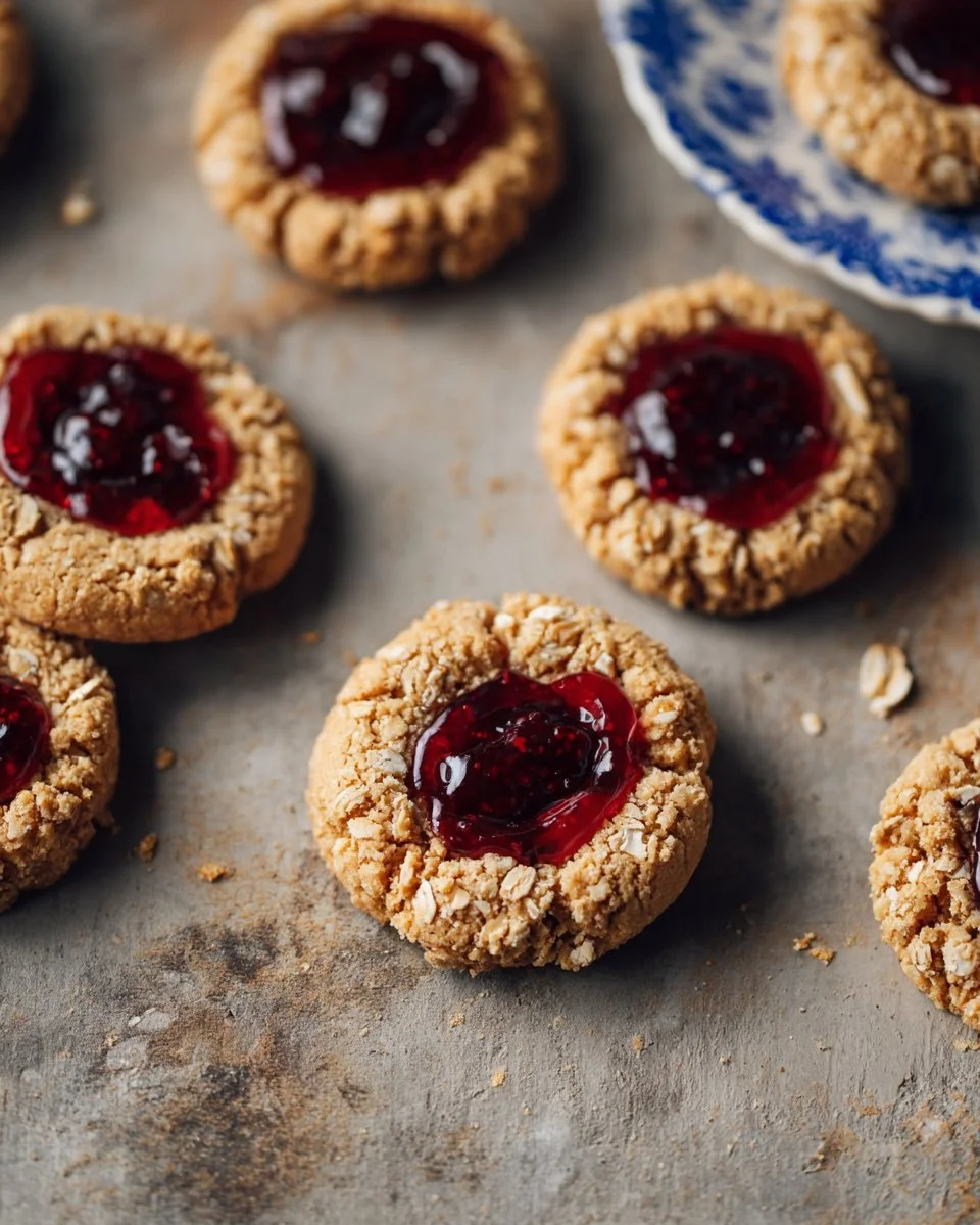 Oat Jam Thumbprint Cookies