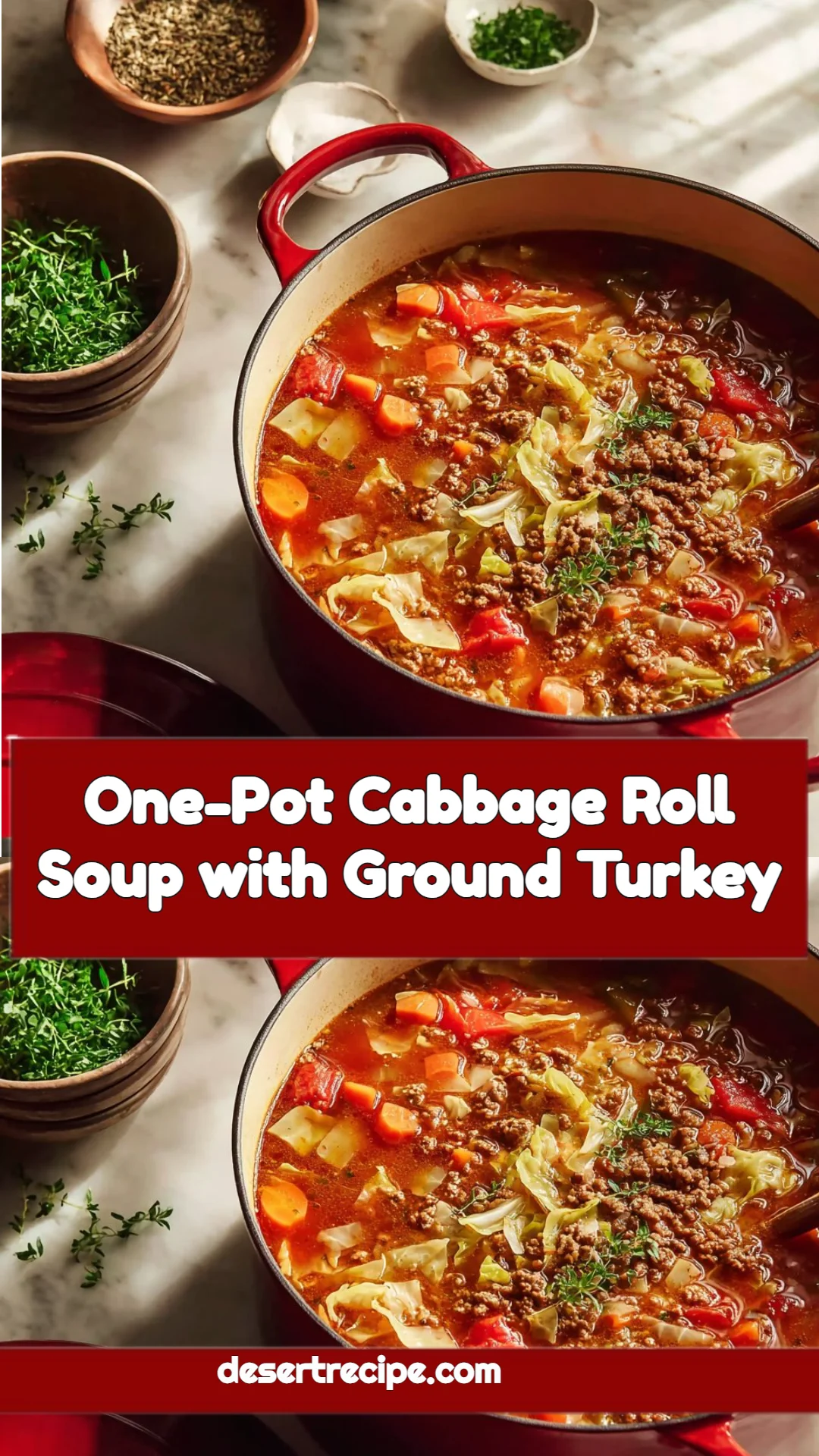 One-Pot Cabbage Roll Soup with Ground Turkey