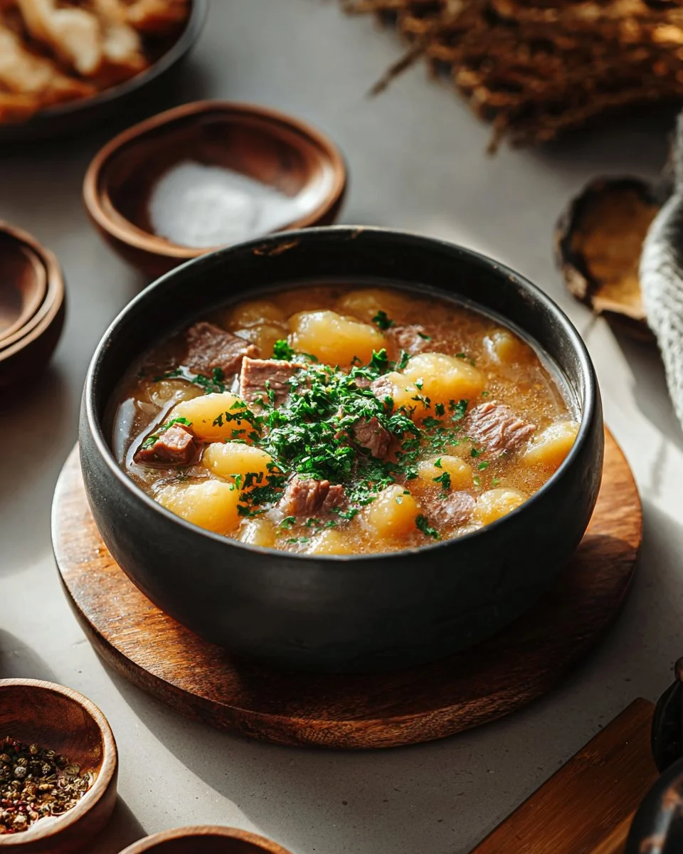 Creamy Outback Steakhouse Potato Soup served in a bowl with garnishes