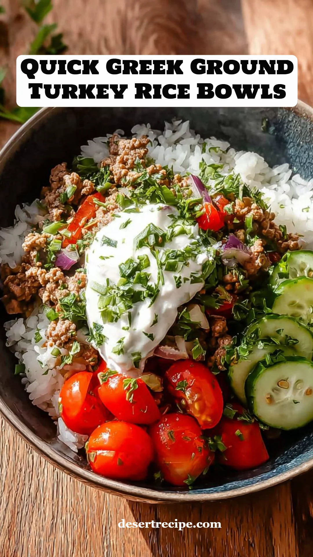 Quick Greek Ground Turkey Rice Bowls