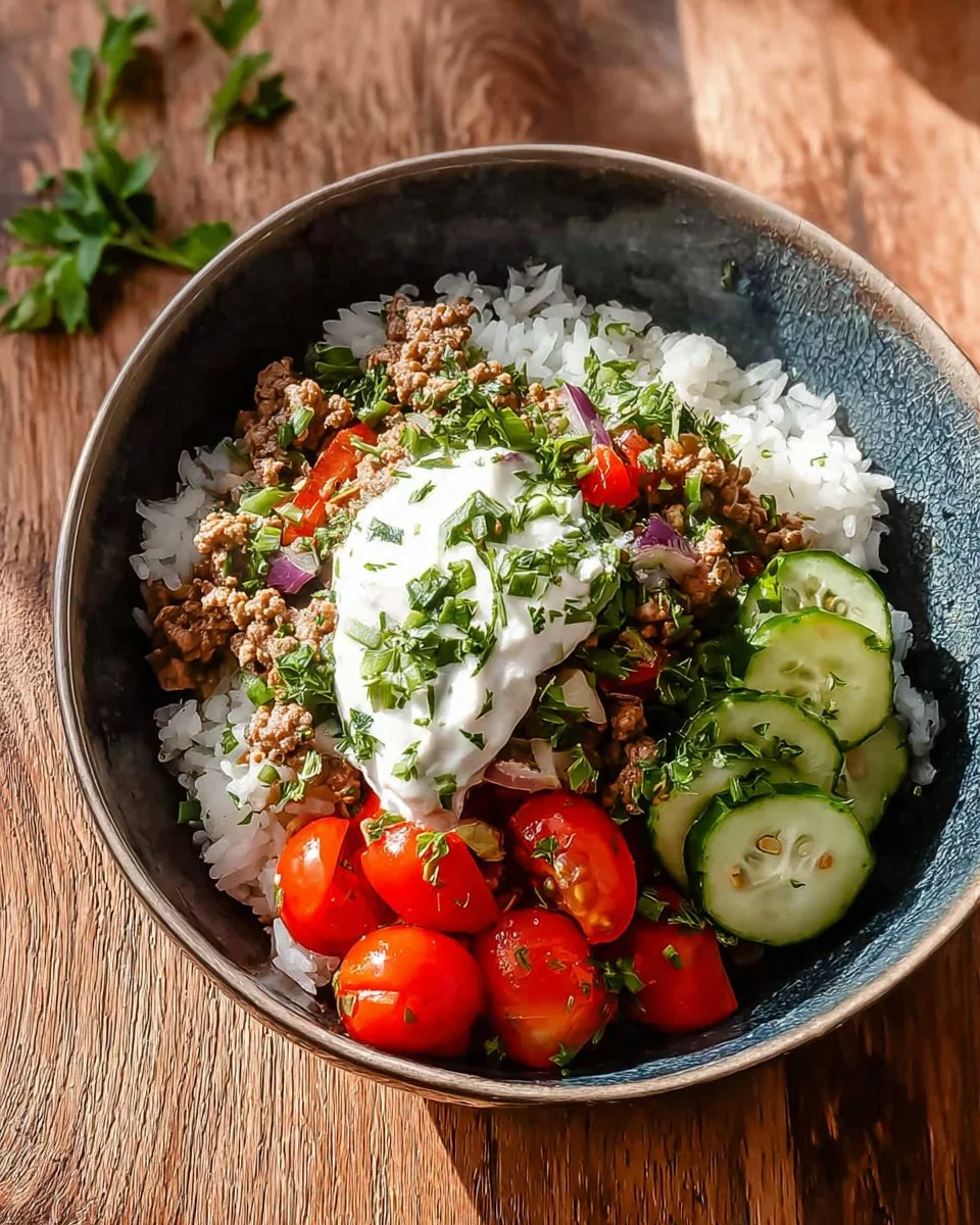Quick Greek Ground Turkey Rice Bowls
