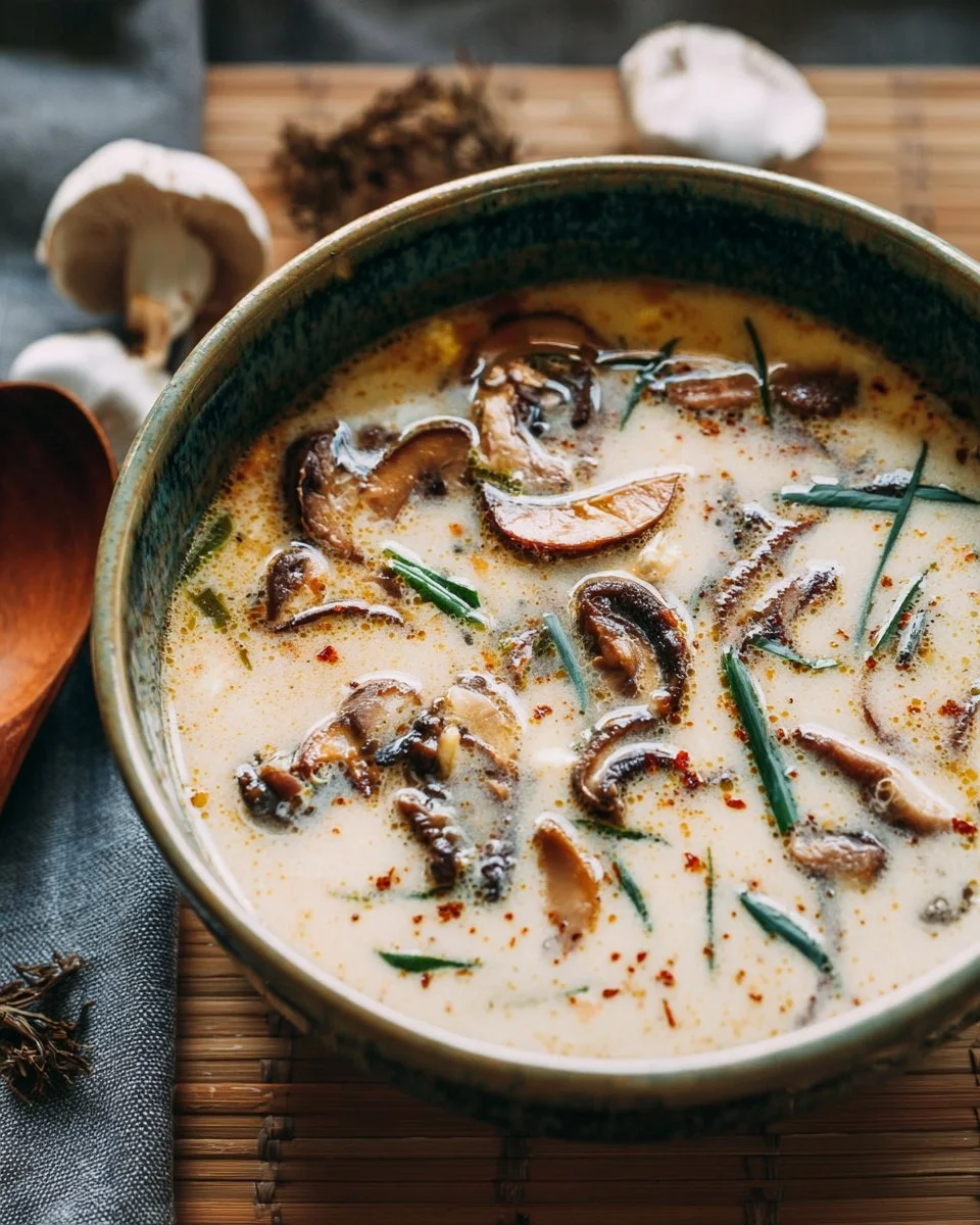 Raw Creamy Vegan Miso Soup with Mushrooms