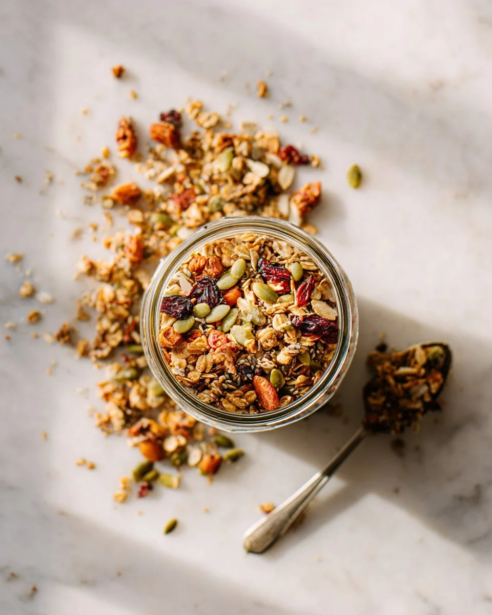 Healthy Goji Berry Granola with seeds for breakfast or snack