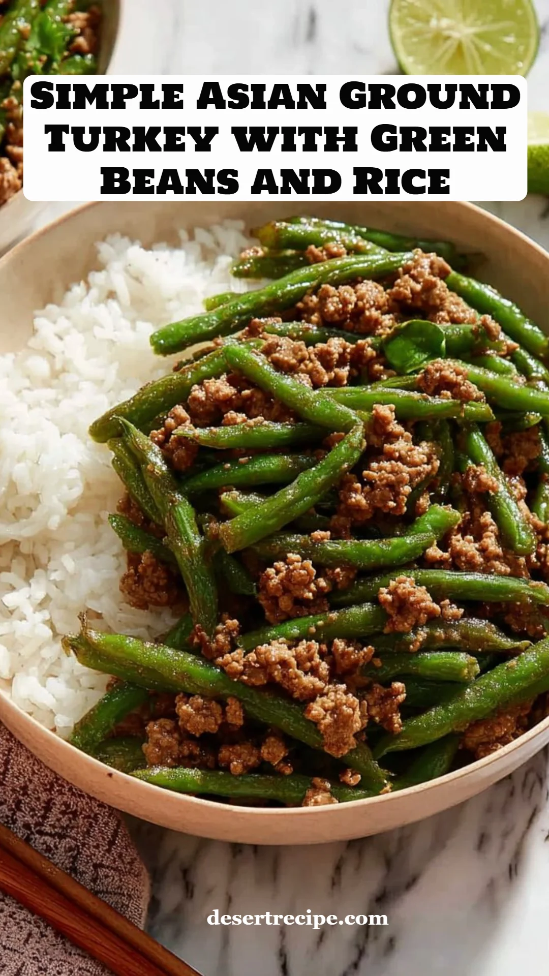 Simple Asian Ground Turkey with Green Beans and Rice