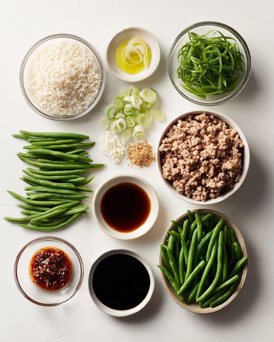 Simple Asian Ground Turkey with Green Beans and Rice