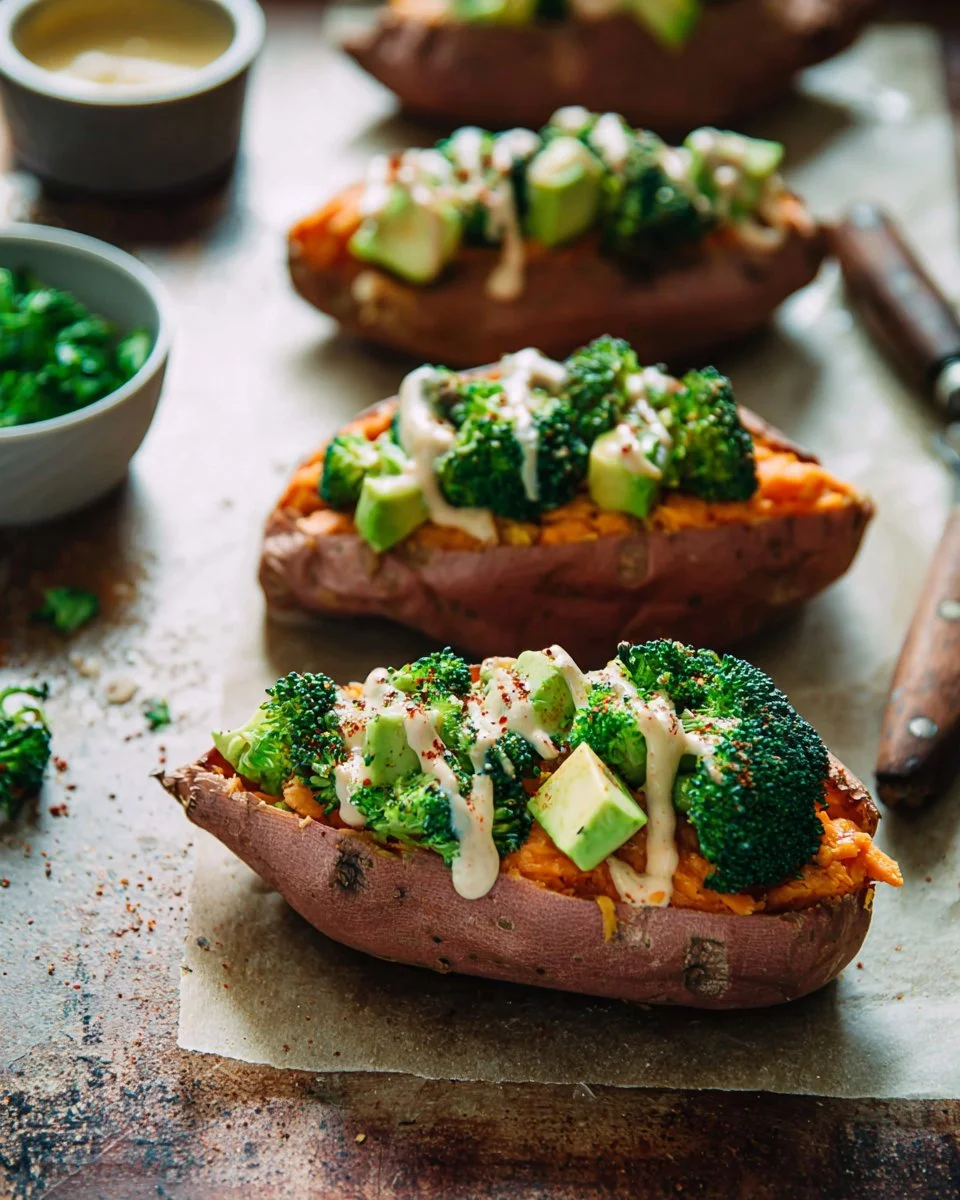 Stuffed Sweet Potatoes with Broccoli and Avocado