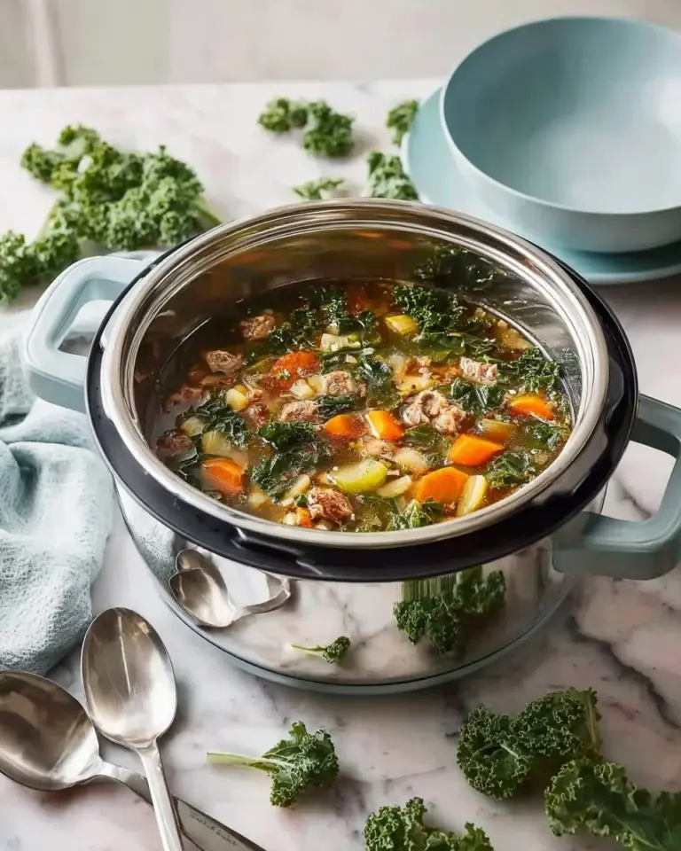 Bowl of Turkey Lentil Soup garnished with fresh herbs and spices.