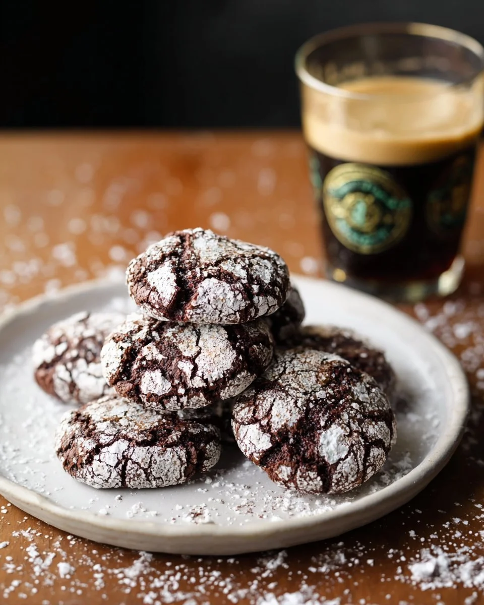 Vegan Chocolate Stout Crinkle Cookies