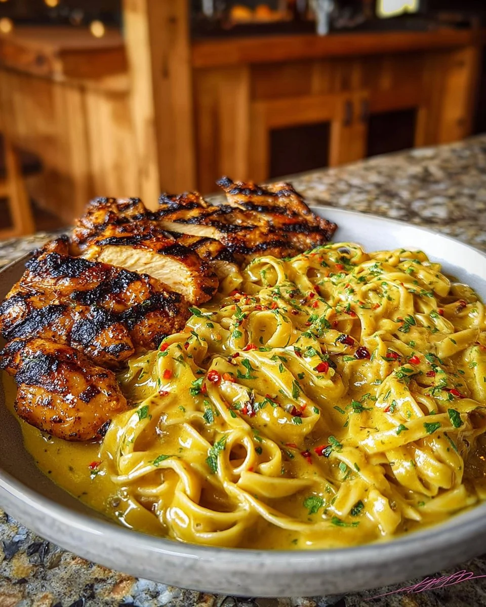 Velveeta chicken linguine with spicy Cajun Alfredo sauce served in a bowl
