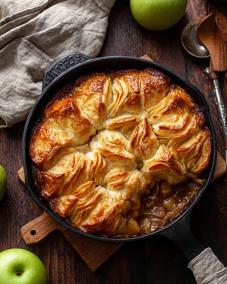Delicious apple pie puff pastry bake with golden crust and apple filling