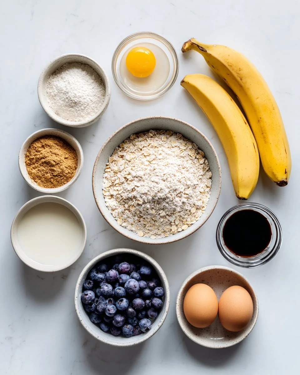 Banana Blueberry Oatmeal Muffins