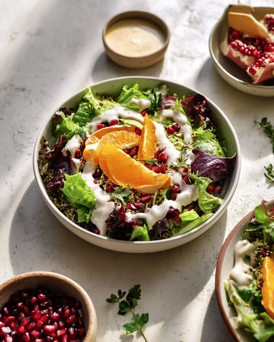 Winter Salad and Creamy Orange Ginger Dressing