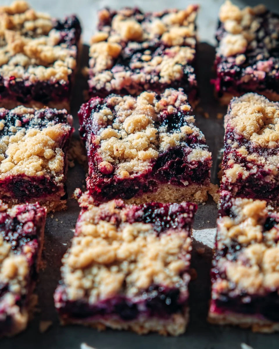 Homemade blueberry oatmeal bars fresh out of the oven, perfect for breakfast.