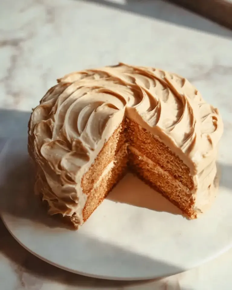 Delicious brown butter frosting swirled on a chocolate cupcake