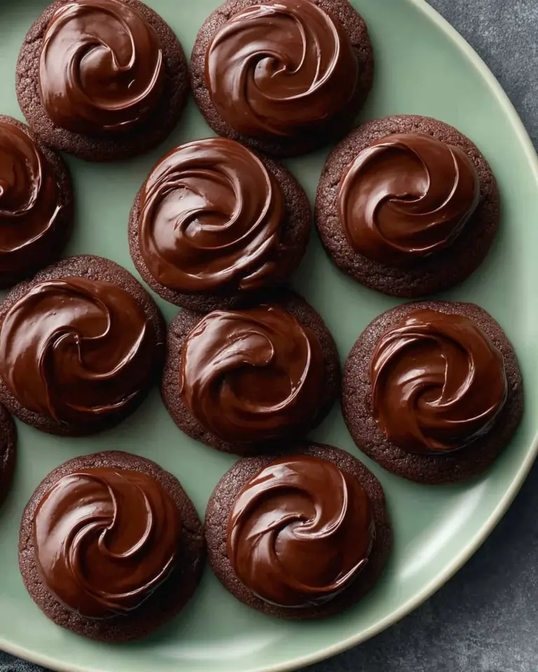 Chocolate covered strawberry cookies on a white plate