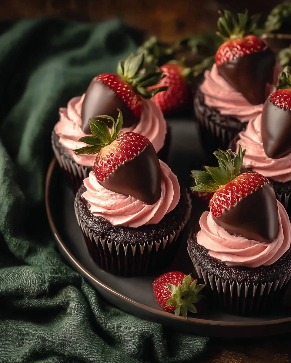 Chocolate Covered Strawberry Cupcakes