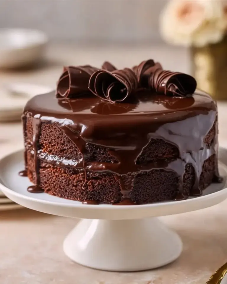 Delicious Chocolate Sour Cream Cake slice with frosting on a plate