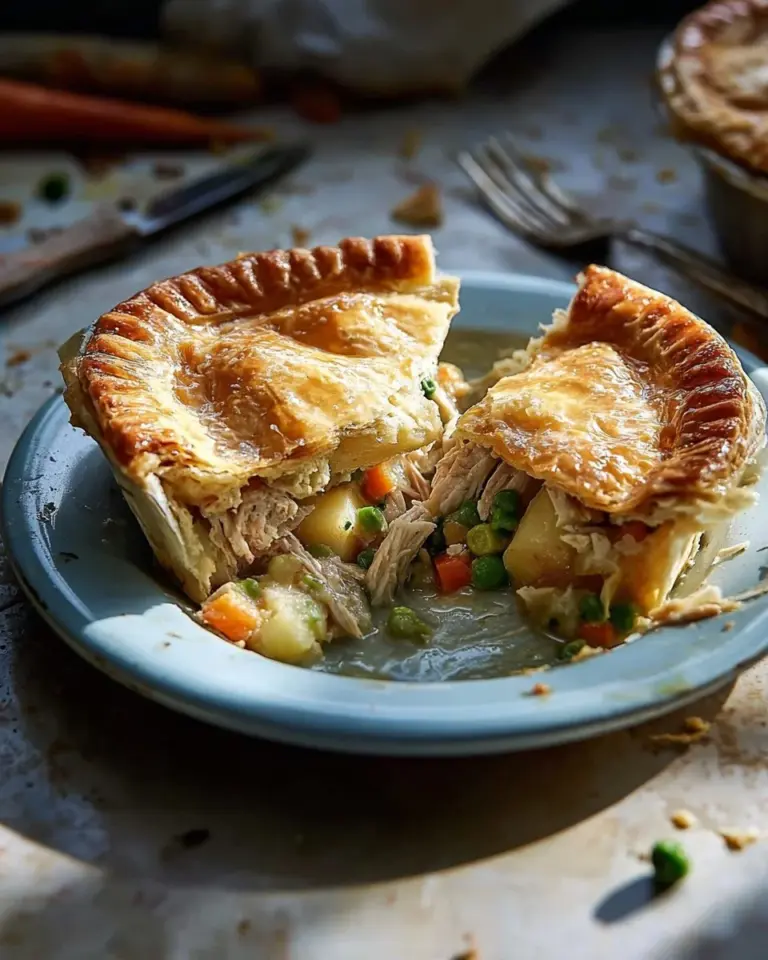 Delicious classic chicken pot pie with golden crust and creamy filling