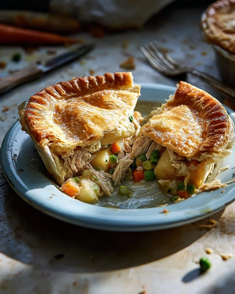 Delicious classic chicken pot pie with golden crust and creamy filling