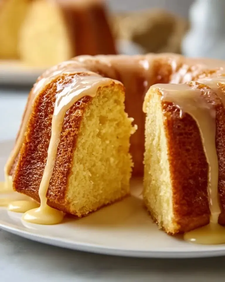 Delicious slice of Kentucky Butter Cake with a buttery glaze
