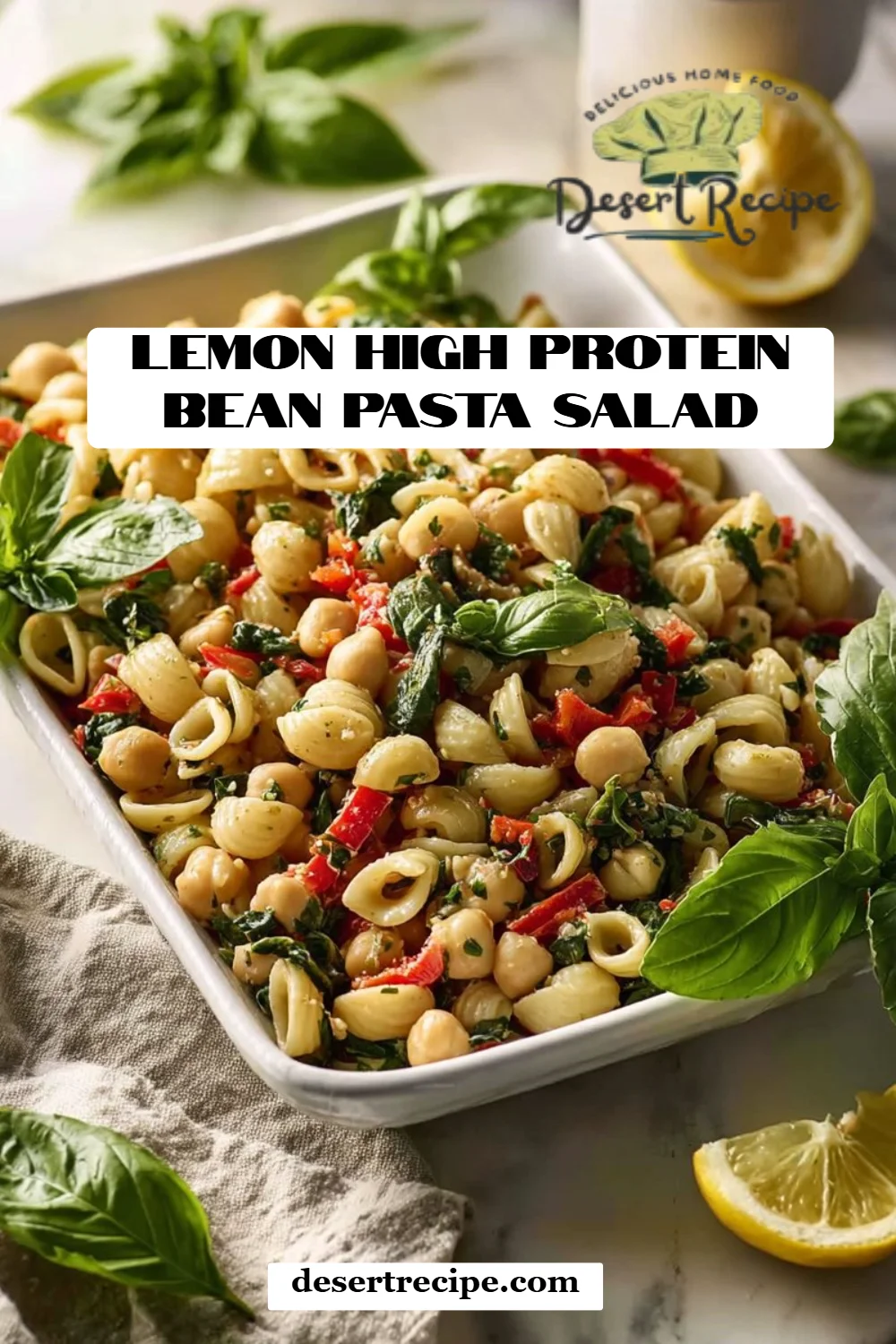 Lemon High Protein Bean Pasta Salad
