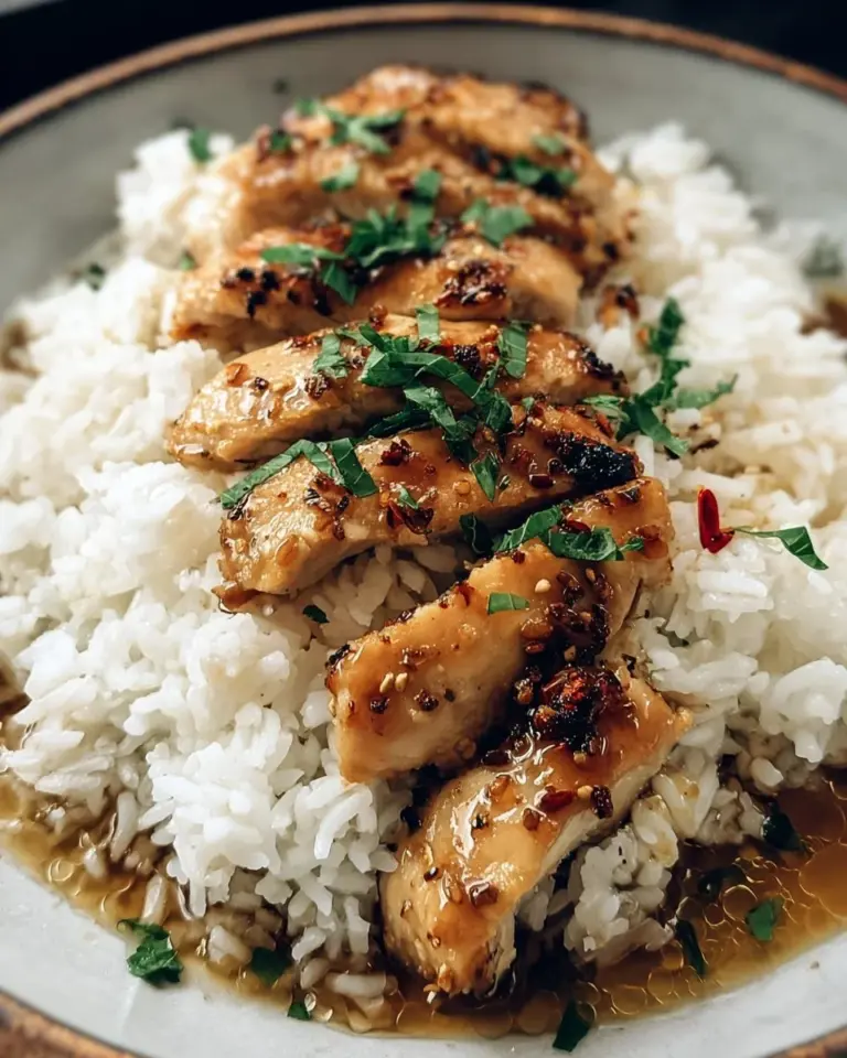 Delicious Maple Chicken Coconut Rice garnished and served in a bowl.
