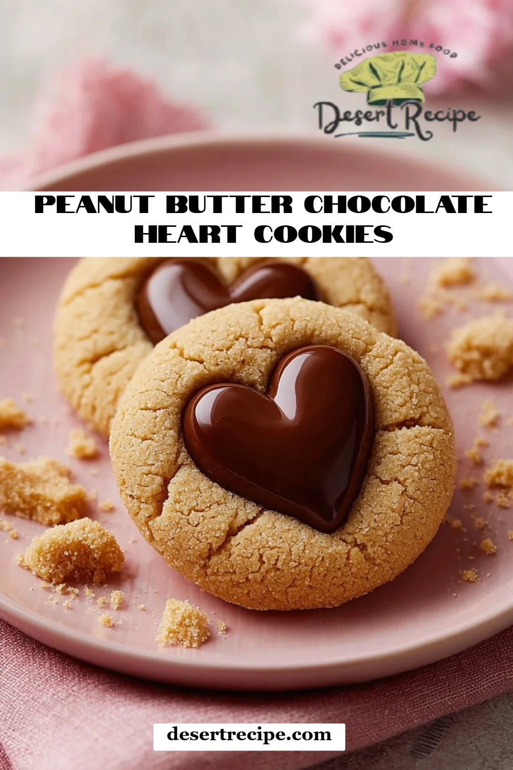 Peanut Butter Chocolate Heart Cookies