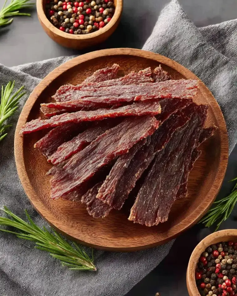 Savory dehydrated ground turkey jerky snack in a stylish package