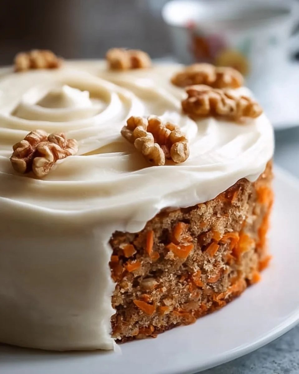 Delicious sourdough carrot cake loaf topped with cream cheese frosting.