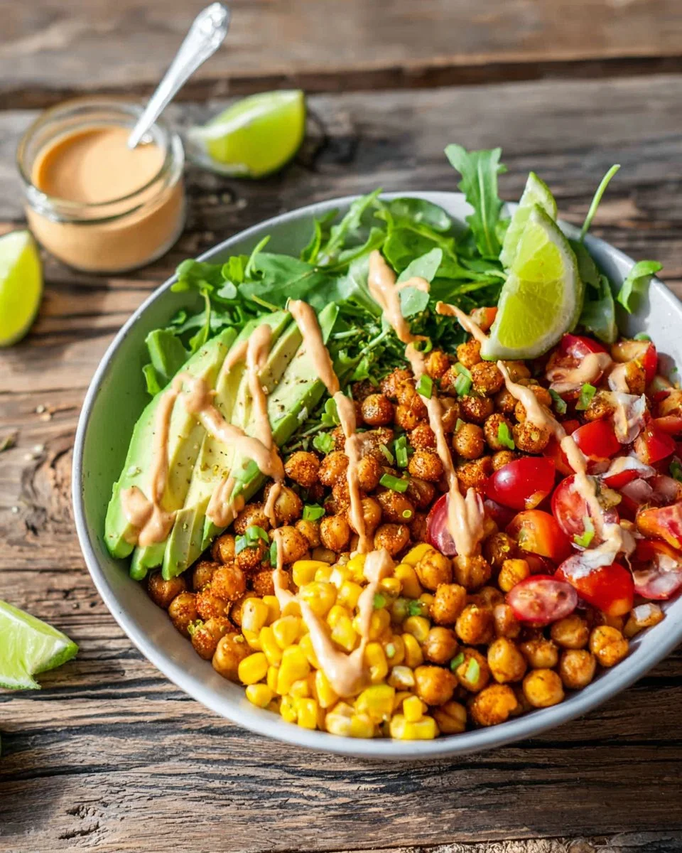 Delicious Sriracha Chicken Burrito Bowl with spicy chicken and fresh ingredients