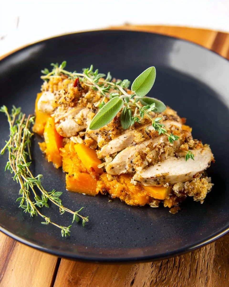 Delicious Sweet Potato Apple Turkey Bake served in a baking dish