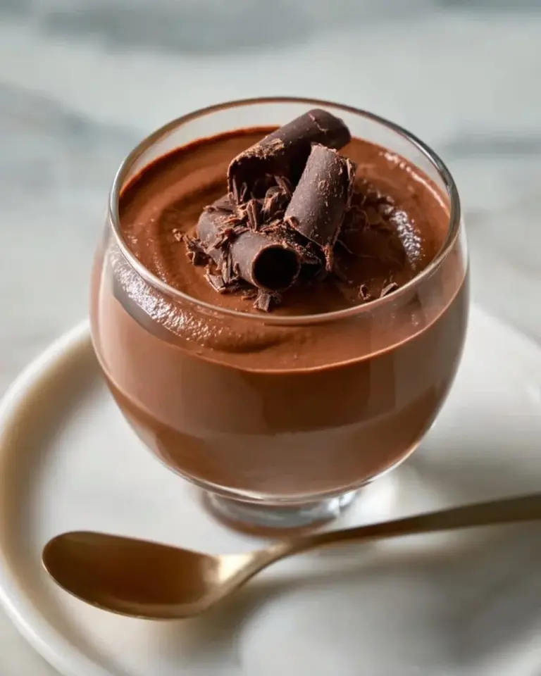 Delicious Tofu Chocolate Mousse served in a bowl, topped with chocolate shavings