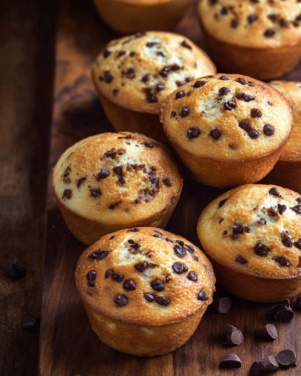 Bakery style chocolate chip muffins fresh out of the oven
