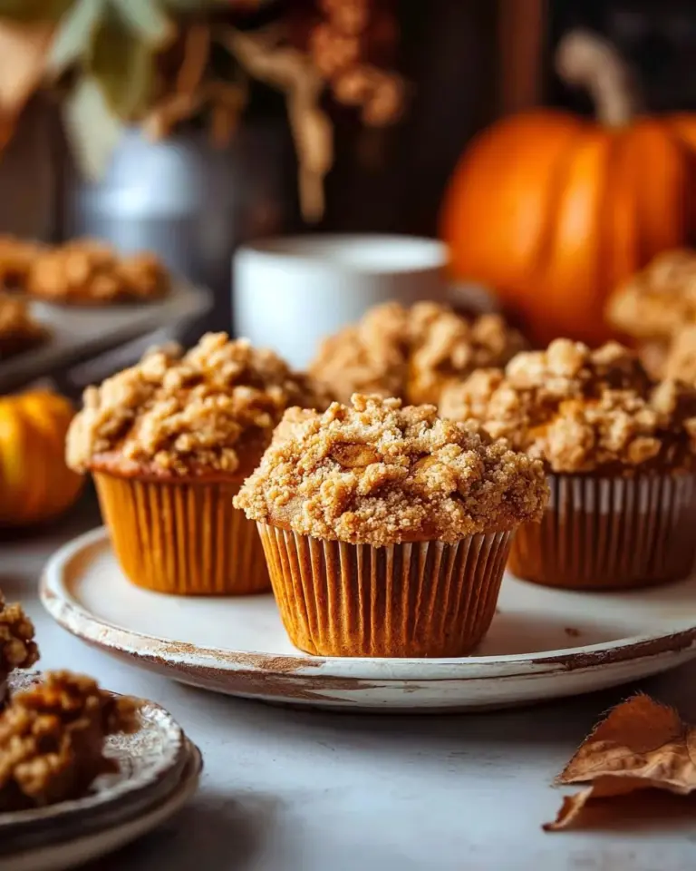 Delicious pumpkin streusel muffins fresh out of the oven, perfect for autumn.