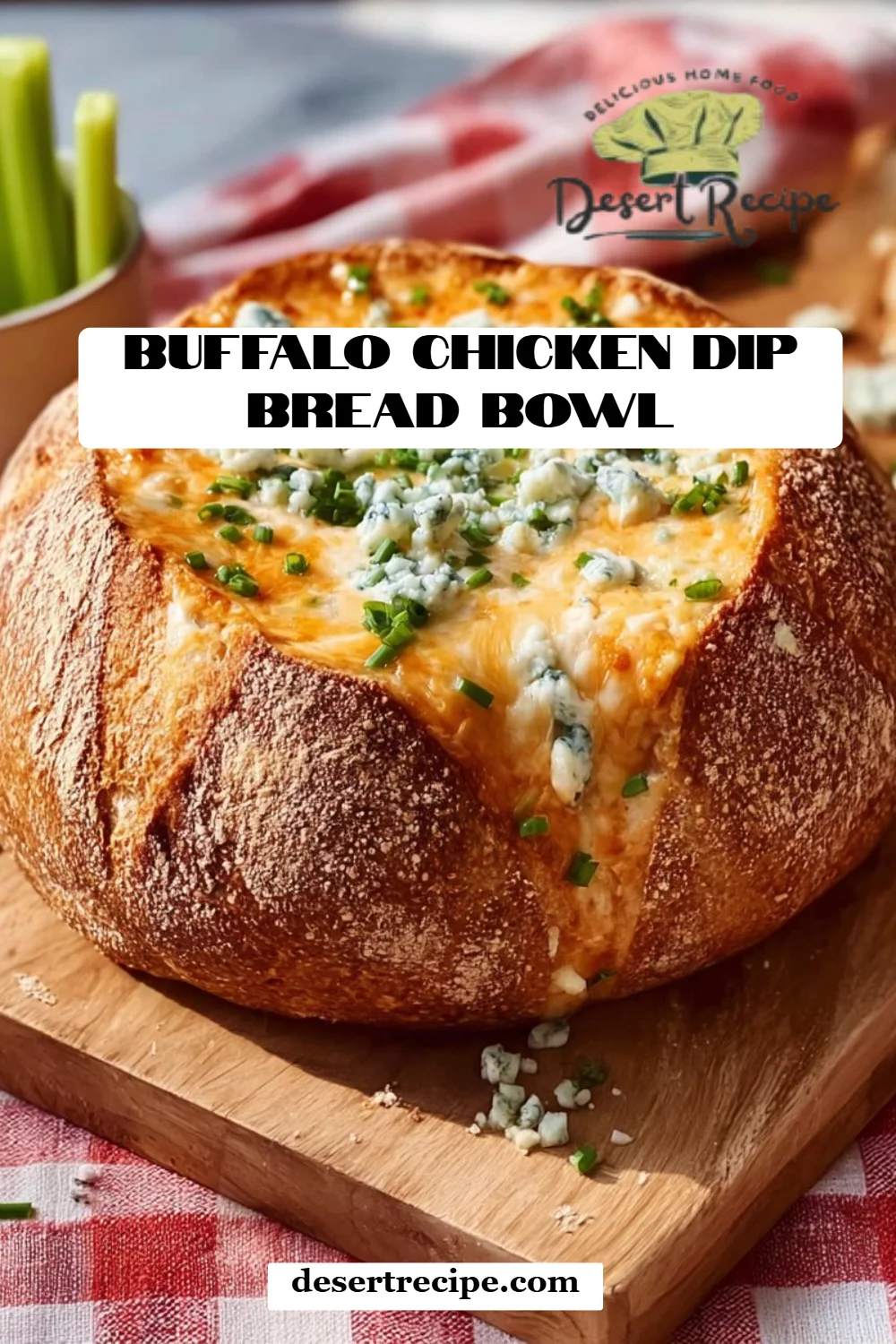 Buffalo Chicken Dip Bread Bowl