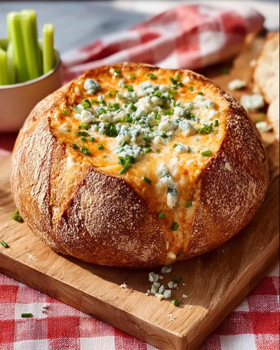 Buffalo Chicken Dip Bread Bowl