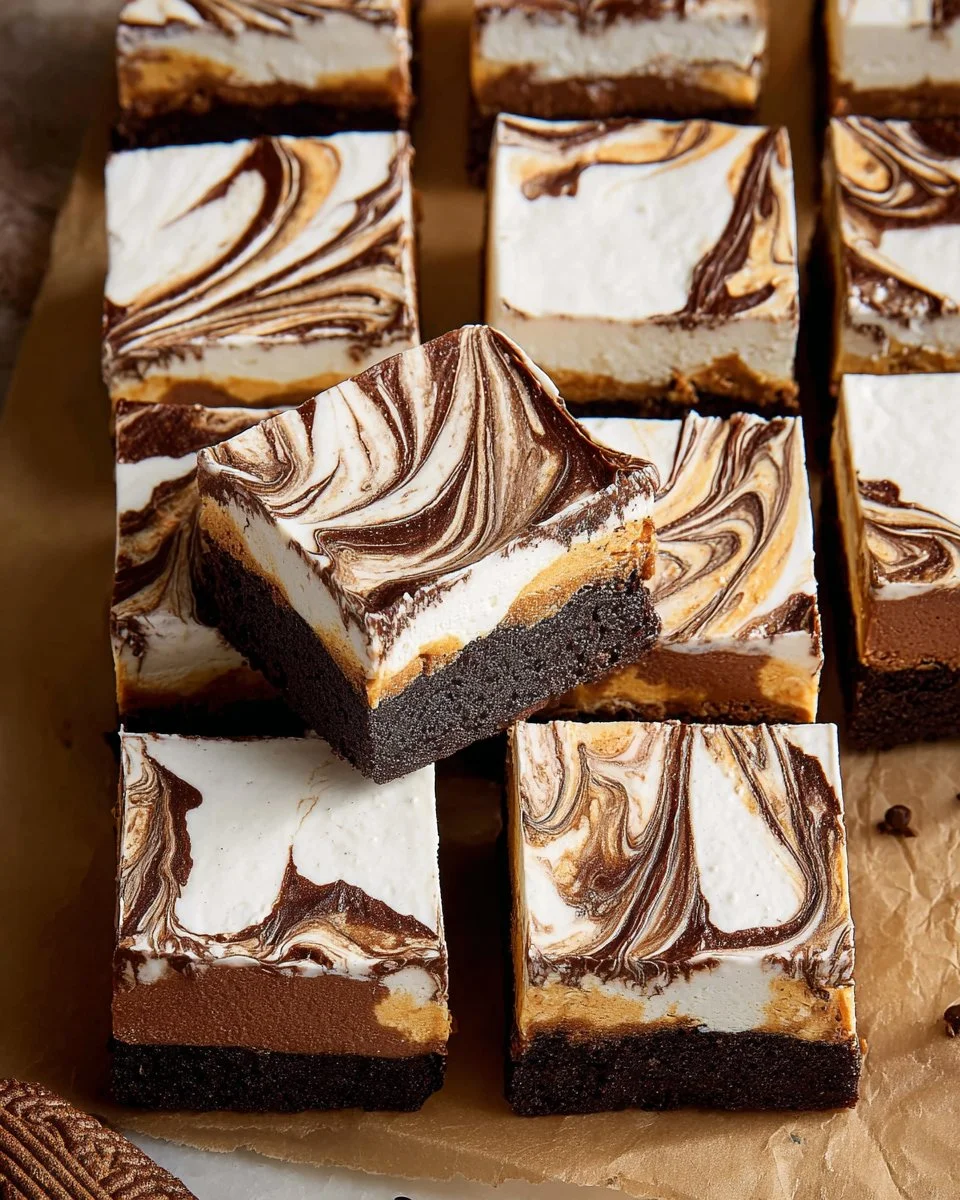 Homemade Caramel Marshmallow Bars with caramel drizzle and marshmallow topping