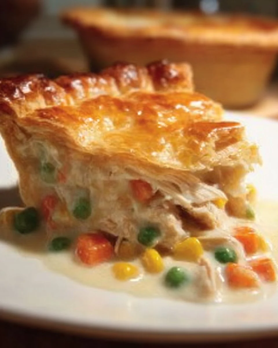 Delicious homemade chicken pot pie with flaky crust and rich filling