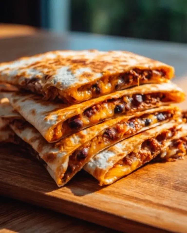 Crispy black bean quesadillas served with salsa and avocados