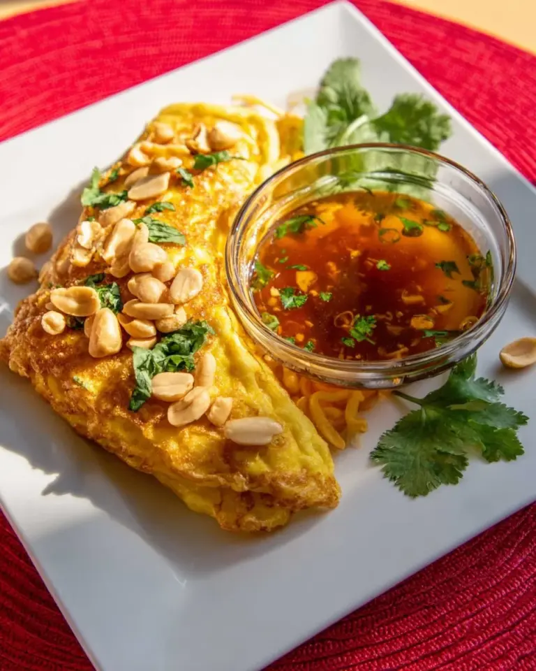 Crispy fluffy fish served with a vibrant green mango salad.