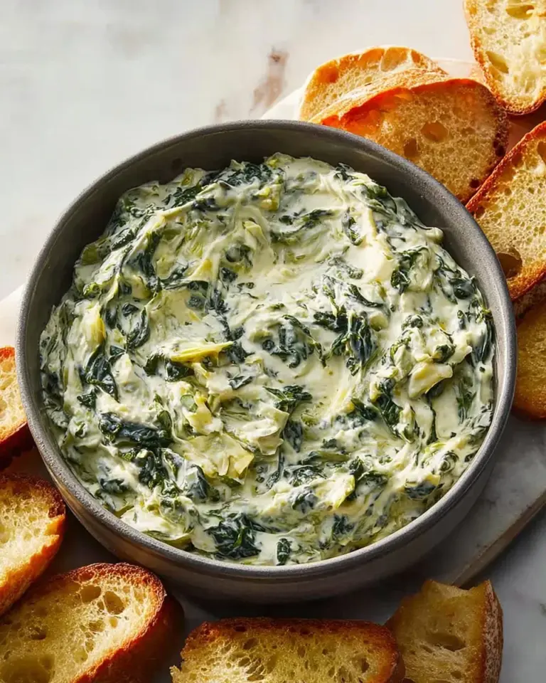 Creamy Crockpot Spinach Artichoke Dip served with tortilla chips