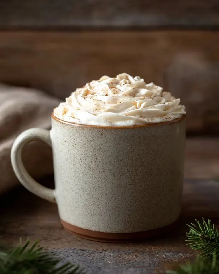 Delicious bowl of eggnog whipped cream perfect for holiday desserts and drinks