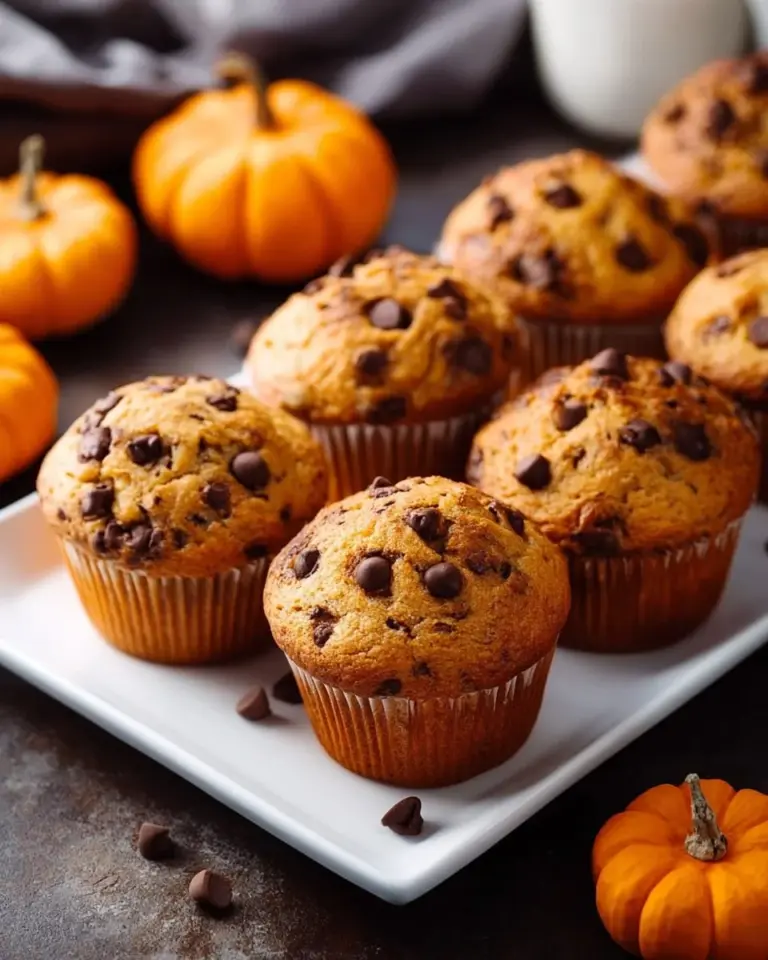 Fluffy pumpkin muffins topped with cinnamon and served on a wooden board