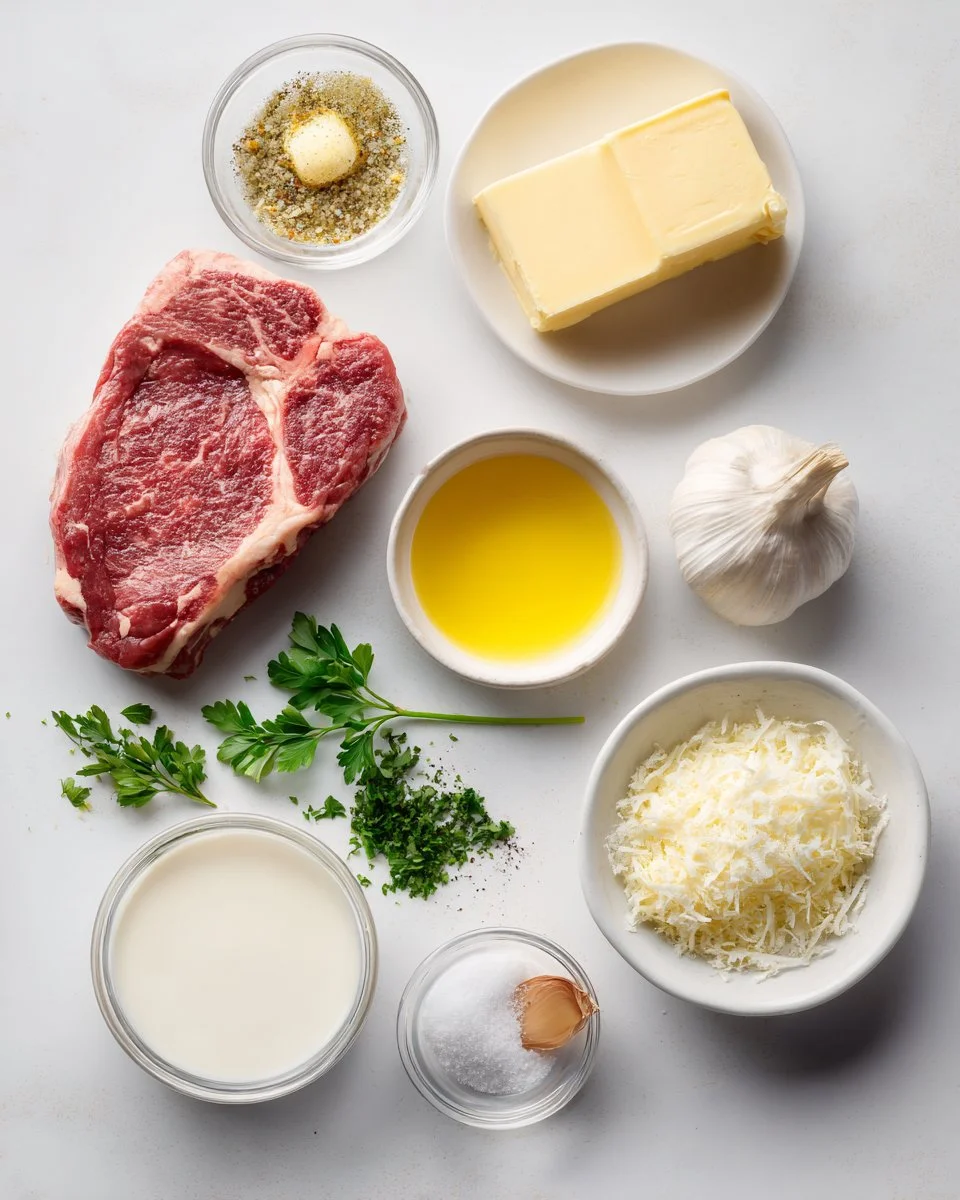 Garlic Butter Steak with Parmesan Cream Sauce